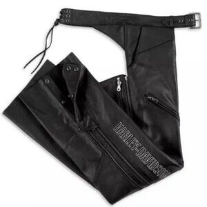 Harley-Davidson Women's Deluxe Leather Motorcycle Chaps Black Large NWOT​